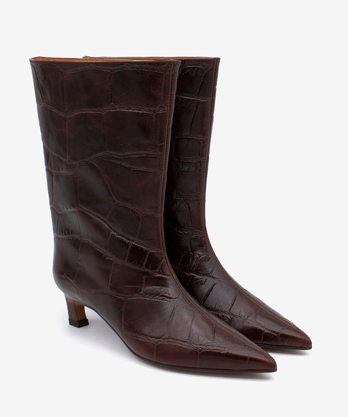 ELISHA - Bota gaucha de caña baja y tacón cómodo de piel print croco - Zapatos m. oscuro - Zapatos de mujer Ángel Alarcón - Women Shoes 2026