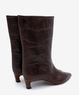 ELISHA - Bota gaucha de caña baja y tacón cómodo de piel print croco - Zapatos m. oscuro - Zapatos de mujer Ángel Alarcón - Women Shoes 2026