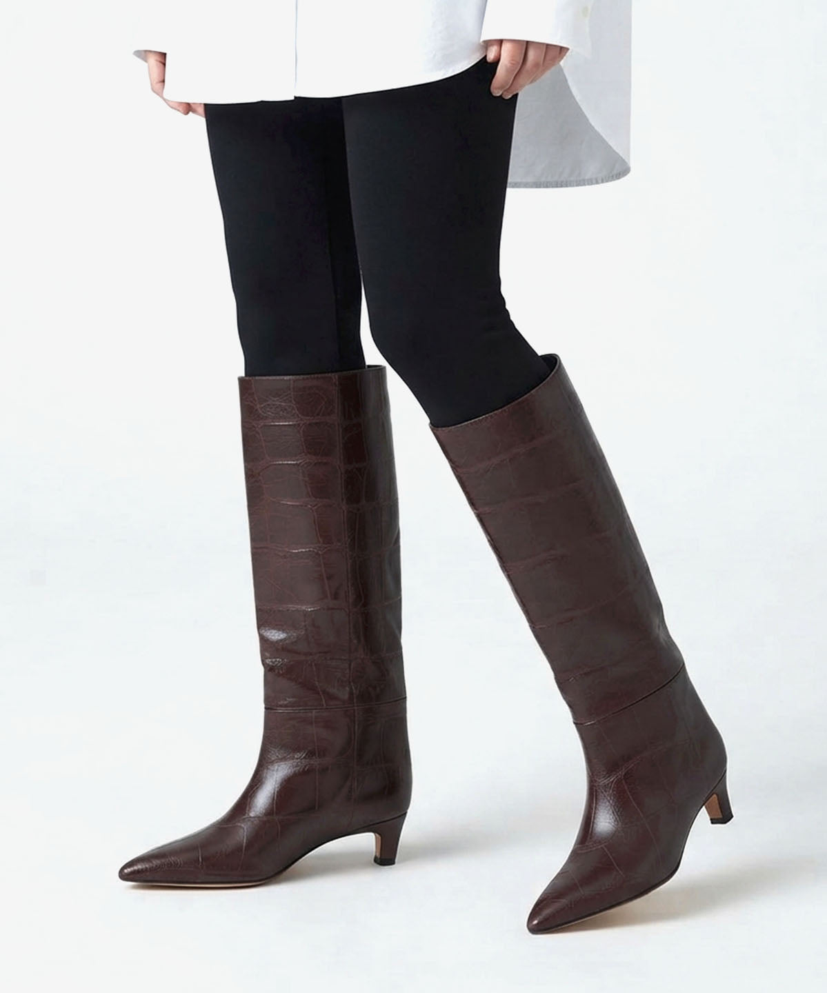GEMINA - Bota alta de tacón fino de piel print croco - Zapatos m. oscuro - Zapatos de mujer Ángel Alarcón - Women Shoes 2026