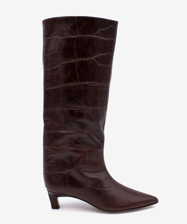 GEMINA - Bota alta de tacón fino de piel print croco - Zapatos m. oscuro - Zapatos de mujer Ángel Alarcón - Women Shoes 2026