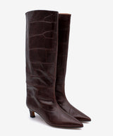 GEMINA - Bota alta de tacón fino de piel print croco - Zapatos m. oscuro - Zapatos de mujer Ángel Alarcón - Women Shoes 2026