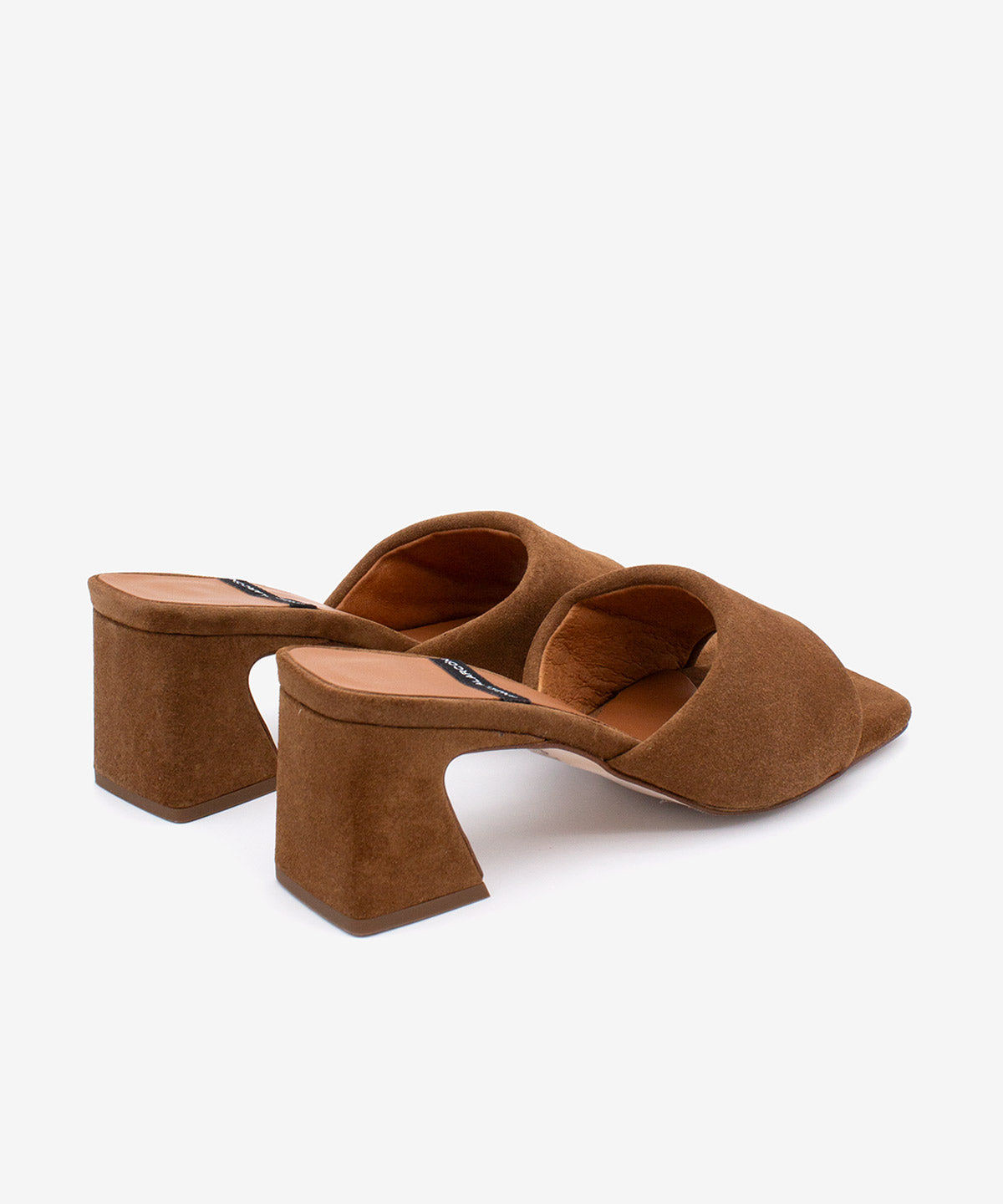 STREEP - Mule con tacón de diseño ancho de serraje – marrón – Talla 37 – Ángel Alarcón