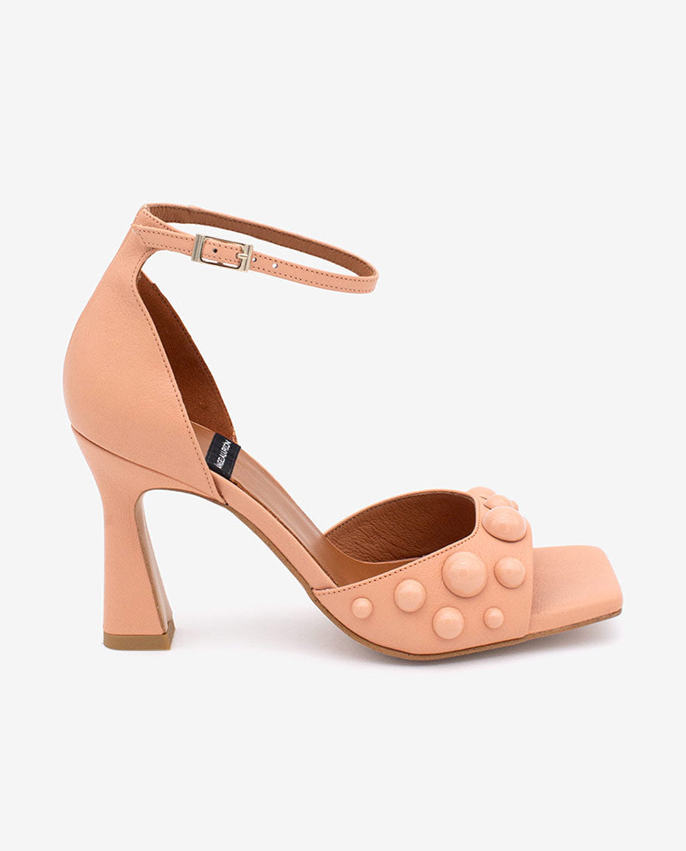 MARGAUX – Sandal with ankle strap and vamp adorned with leather