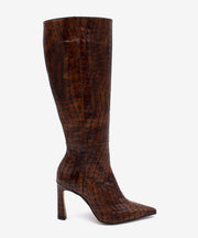 LALTA – Bota de mujer alta elegante de piel croco – marrón – Ángel Alarcón