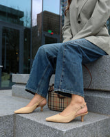 OLIVIA – Slingback pump with low raffia heel