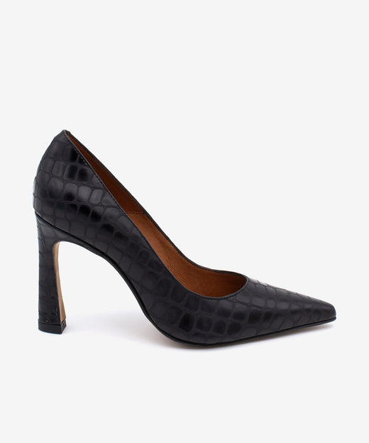 LARIAH – Stiletto de mujer elegante y sofisticado de piel croco – negro – Talla 38 – Ángel Alarcón